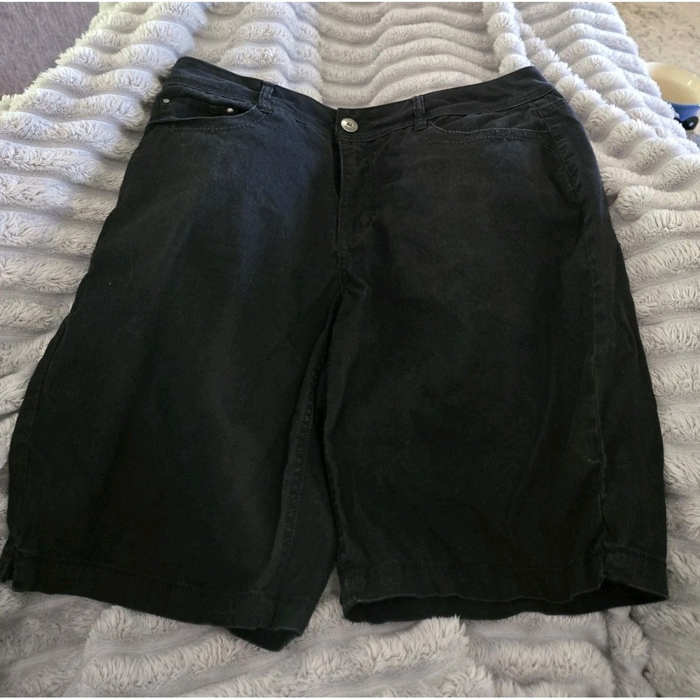 Beau Dawson Black Denim Bermuda Shorts Womens Size 14 Stretch Comfort Modest
